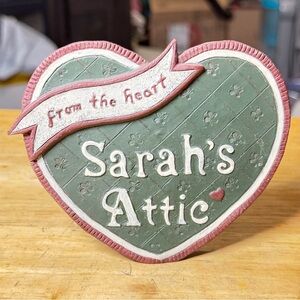Sarah’s Attic Heart Plaque Figurine “From The Heart” Collectible Made in USA 4"